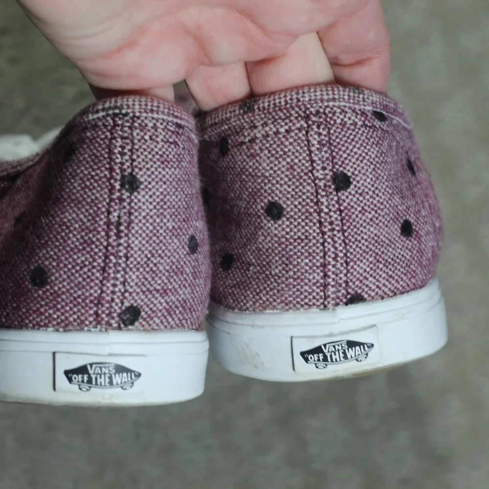 Vans Size 7 Variegated Maroon Tweed Polka Dot Lace Up Sneakers